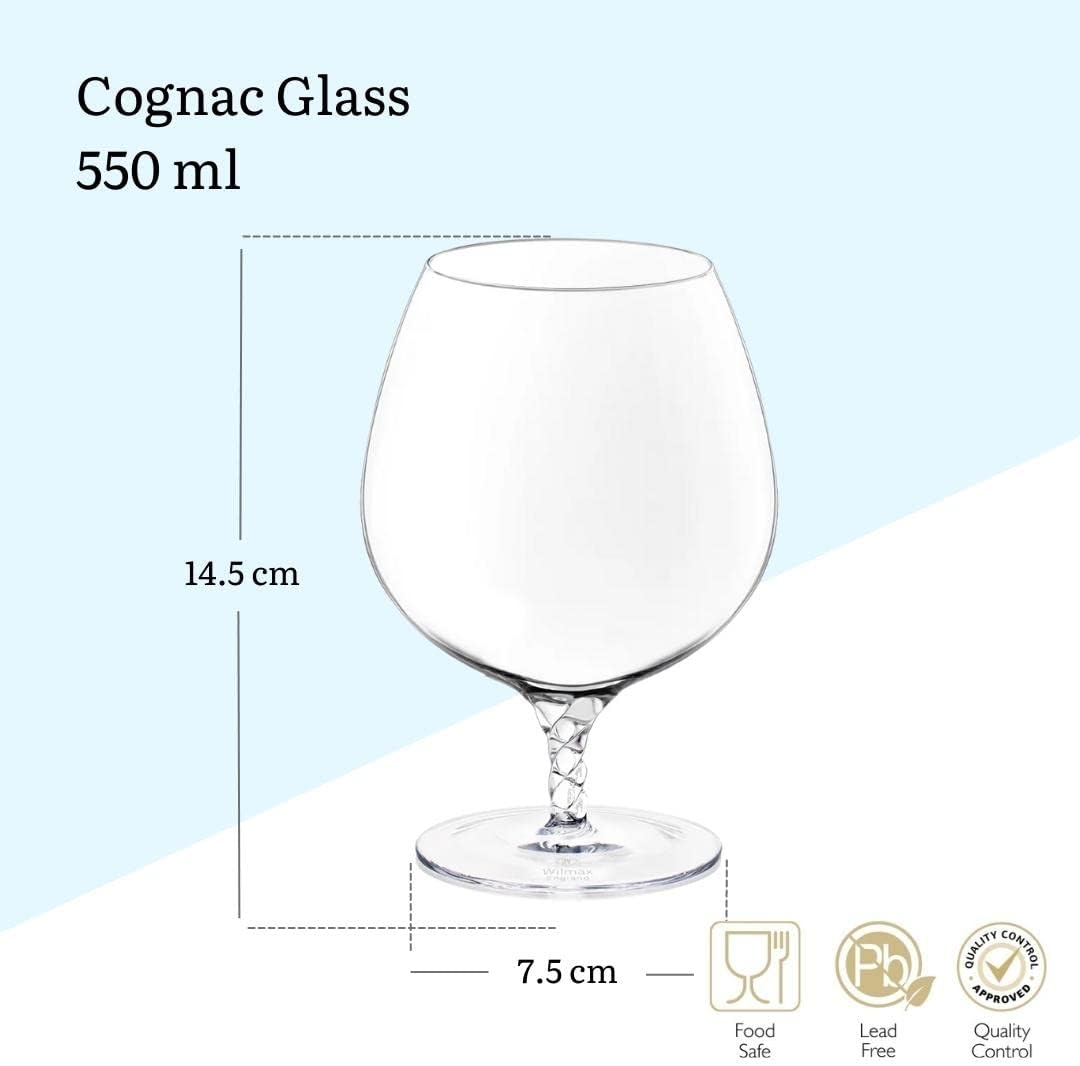 Wilmax Cognacglas 550 ml Kristallglas Transparent 2er Set WL-888108/2C