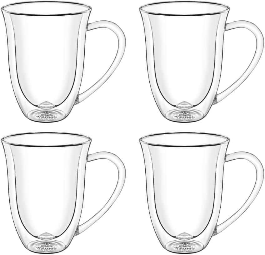 Wilmax Doppelwandiger Becher 300 ml Borosilikatglas 4er Set WL-888726/A4
