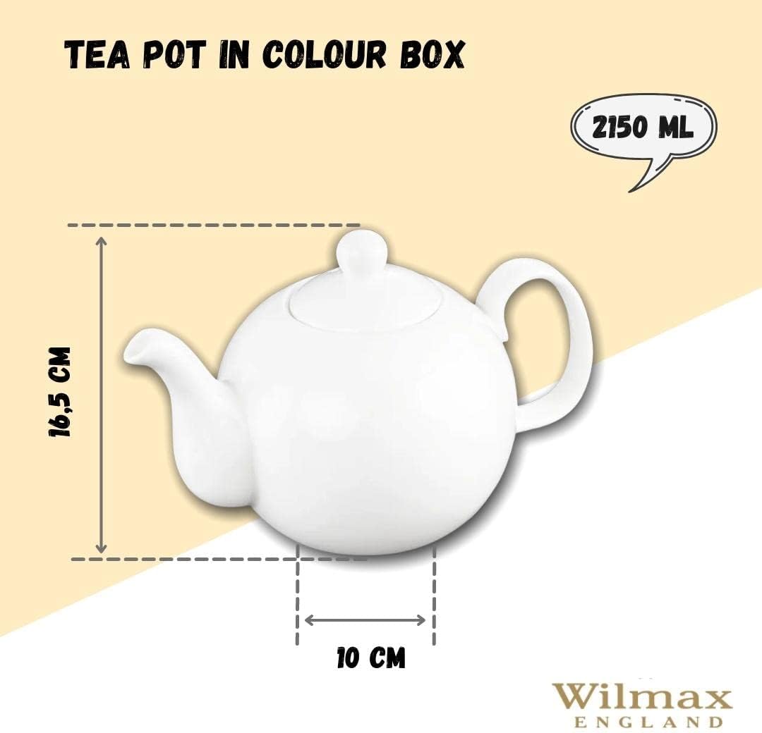 Wilmax Teekanne 2150 ml Olivia mit Filter Weiß Porzellan WL-994045/A