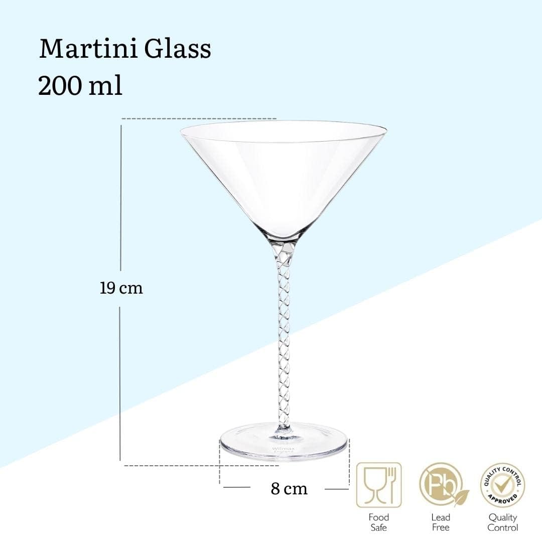 Wilmax Martiniglas 200 ml Kristallglas Transparent 2er Set WL-888106/2C