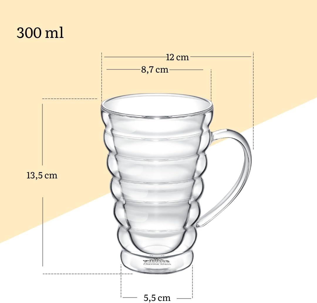 Wilmax Doppelwandiger Thermoglas Becher 300 ml Transparent WL-888424/A
