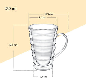 Wilmax Doppelwandige Thermoglas-Tasse mit Henkel