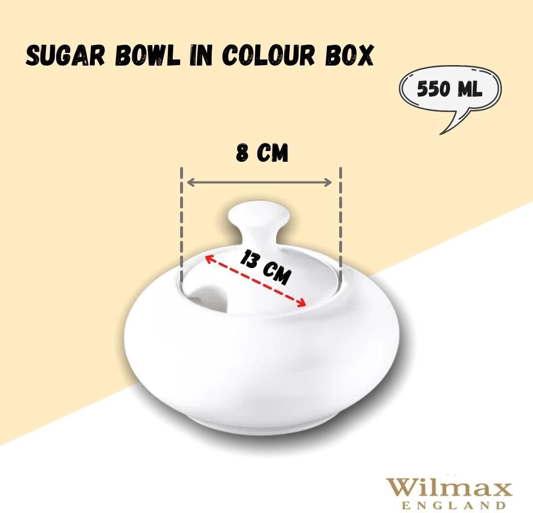 Wilmax Zuckerdose mit Deckel 550 ml Weiß Porzellan