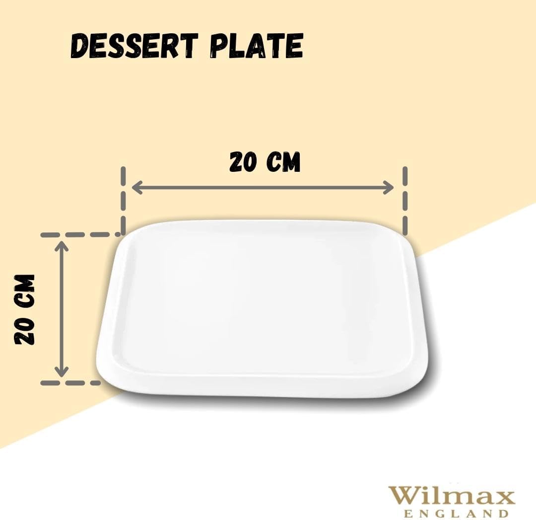 Wilmax Dessertteller 20 x 20 cm aus Porzellan, Weiß WL-991227/A