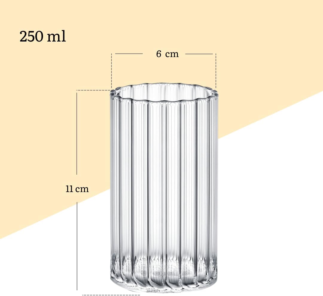 Wilmax Geriffeltes Glas 250 ml Borosilikatglas Transparent WL-888624/A