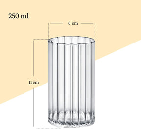 Wilmax Geriffeltes Glas 250 ml Borosilikatglas Transparent WL-888624/A