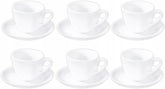 Wilmax Tassen 110 ml Weiß Porzellan mit Untertassen 6er Set WL-993174/AB6