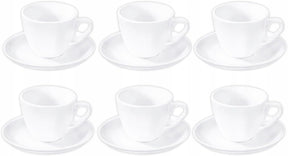 Wilmax Tassen 110 ml Weiß Porzellan mit Untertassen 6er Set WL-993174/AB6