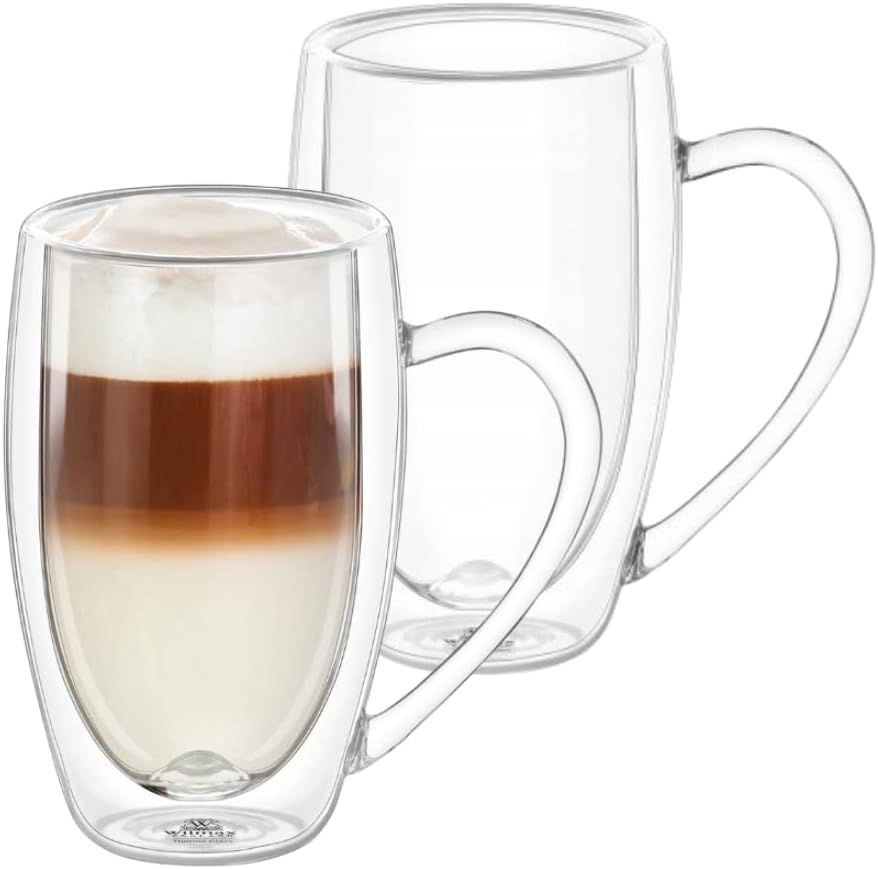Wilmax Doppelwandiger Becher 400 ml Borosilikatglas 2er Set WL-888741/A2
