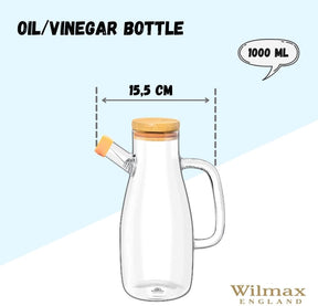 Wilmax Ölflasche 1000 ml Glas mit Filter Transparent WL-888957/A