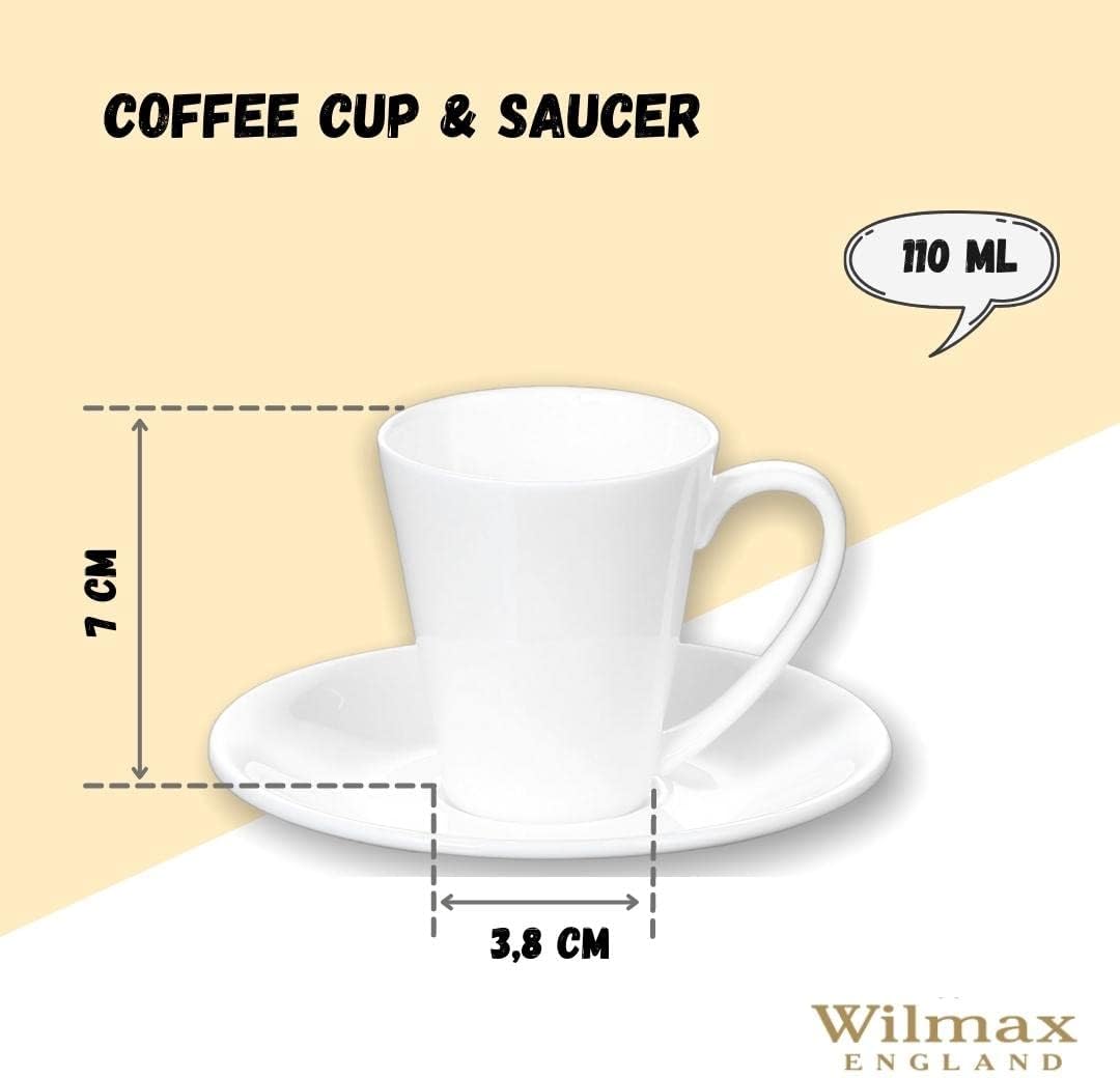 Wilmax Kaffeetassen mit Untertassen 110 ml 2er Set