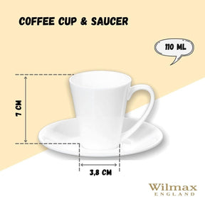 Wilmax Kaffeetassen mit Untertassen 110 ml 2er Set