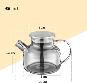 Wilmax Teekanne 1200 ml Glas mit Edelstahldeckel WL-888826002/A