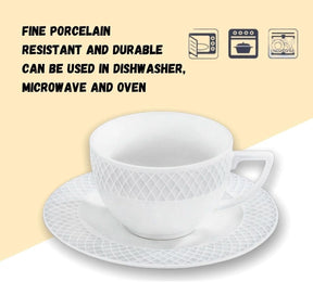Wilmax Tasse mit Untertasse 240 ml Weiß Porzellan 6er Set