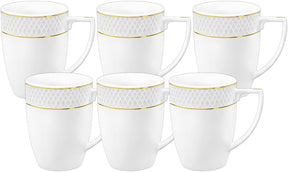 Wilmax Becher 320 ml Weiß Goldrand Porzellan 6er Set WL-880102431/A6