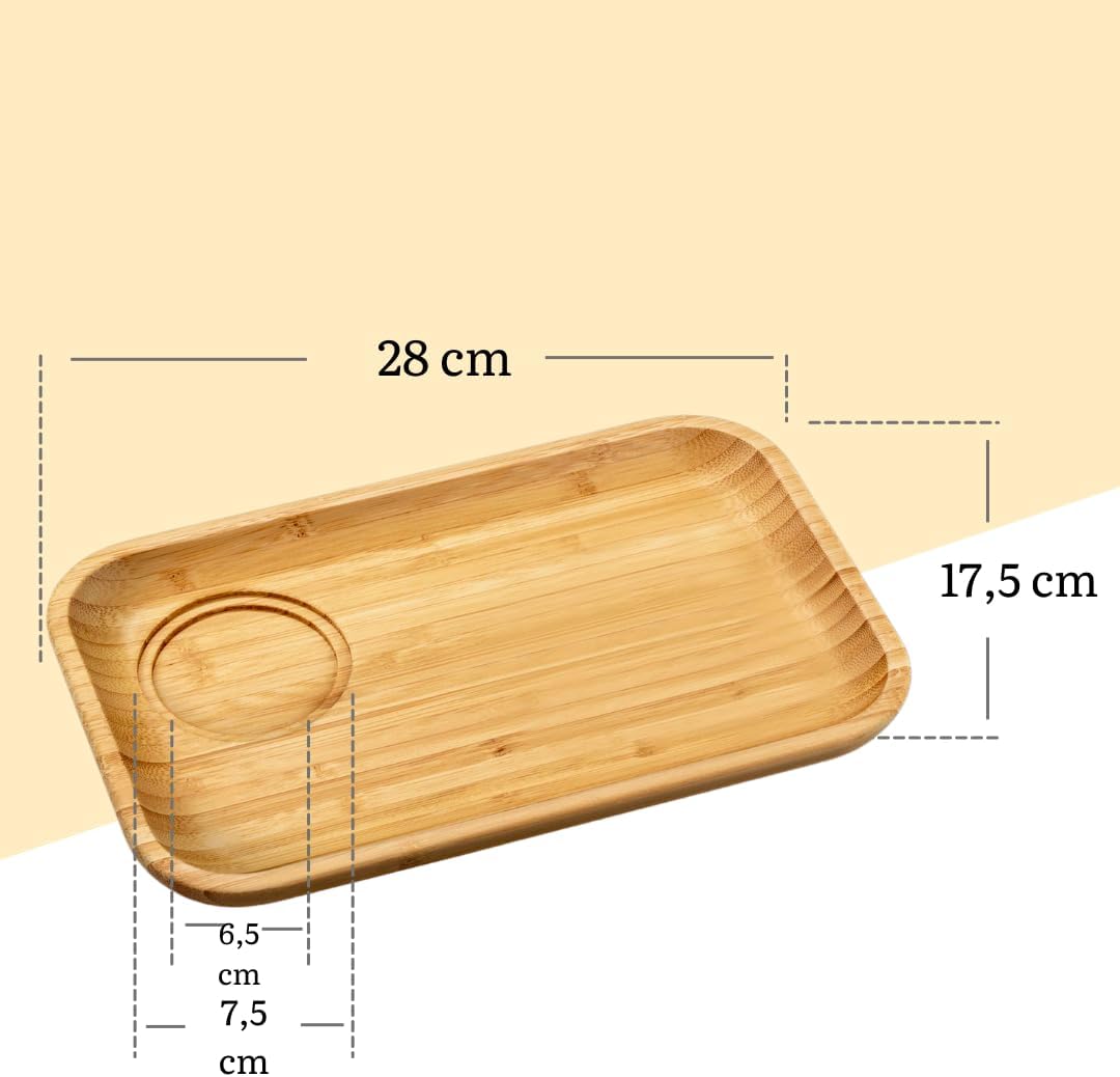 Wilmax Servierset 2x Bambus Teller 28 x 17.5 cm 2x Porzellanbecher 630 ml 4er Set WL-771126/A2-WL-993093/A2