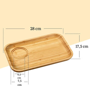 Wilmax Servierset 2x Bambus Teller 28 x 17.5 cm 2x Porzellanbecher 630 ml 4er Set WL-771126/A2-WL-993093/A2
