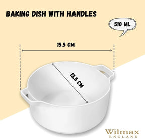 Wilmax Auflaufform mit Griffen 510 ml Porzellan Weiß WL-997034/A