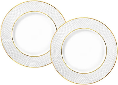 Wilmax Dessertteller 20 cm Weiß Goldrand Porzellan 6er Set WL-880102102/A6