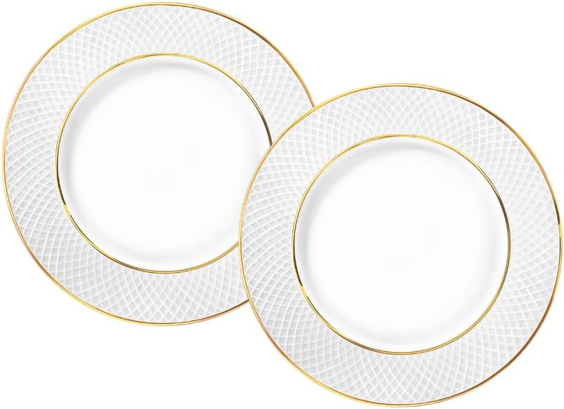 Wilmax Dessertteller 20 cm Weiß Goldrand Porzellan 6er Set WL-880102102/A6