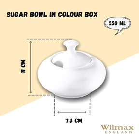 Wilmax Zuckerdose mit Deckel 550 ml Weiß Porzellan