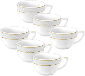 Wilmax Becher 500 ml Weiß Goldrand Porzellan 6er Set WL-880102409/A6
