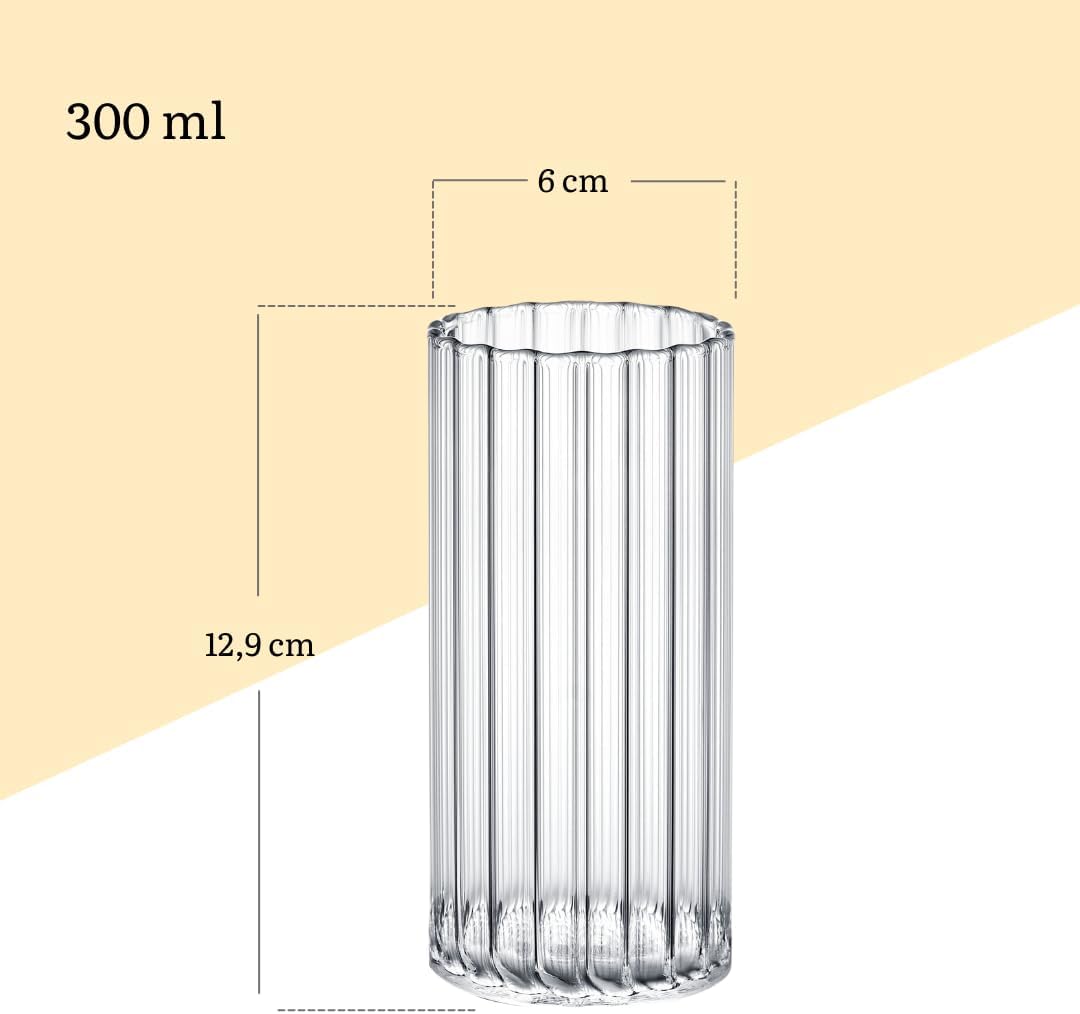 Wilmax Geriffeltes Glas 300 ml Borosilikatglas Transparent WL-888625/A