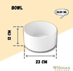 Wilmax Schale 23 cm 3630 ml aus Porzellan, Weiß WL-992749/A