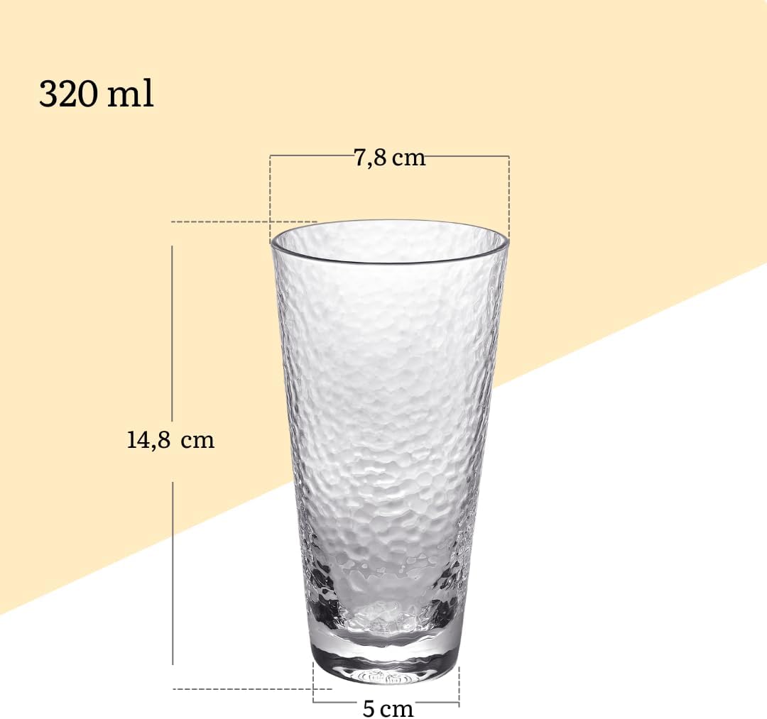 Wilmax Hammered Glas 320 ml 6er Set WL-888629/A6