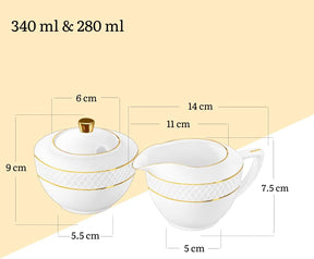 Wilmax Zucker- & Milchkännchen Set Porzellan Goldrand WL-880102470/A-880102475/A