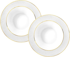 Wilmax Tiefer Teller 22.5 cm Weiß Goldrand Porzellan 2er Set WL-880102303/A2