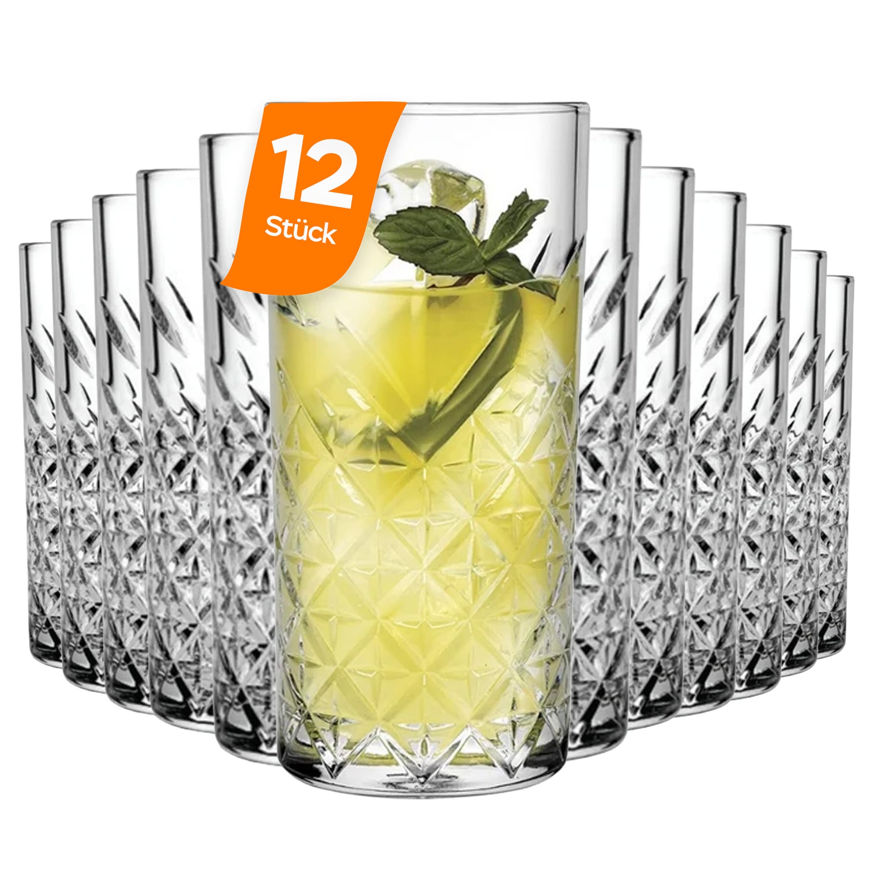 Pasabahce Timeless Longdrinkglas Frontansicht klares Pressglas