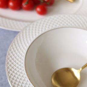 Wilmax Tiefer Teller 22,5 cm Weiß Porzellan mit Goldrand WL-880102303/A