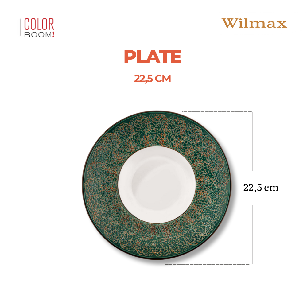 Wilmax Tiefer Teller 22,5 cm 1100 ml Grün Porzellan 2er Set WL-667523/A2