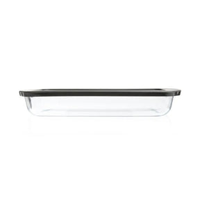 Pasabahce Borcam Bake&Keep Rechteckige Glas-Auflaufform mit Kunststoffdeckel – 1950 cc, 336 × 190 × 50 mm