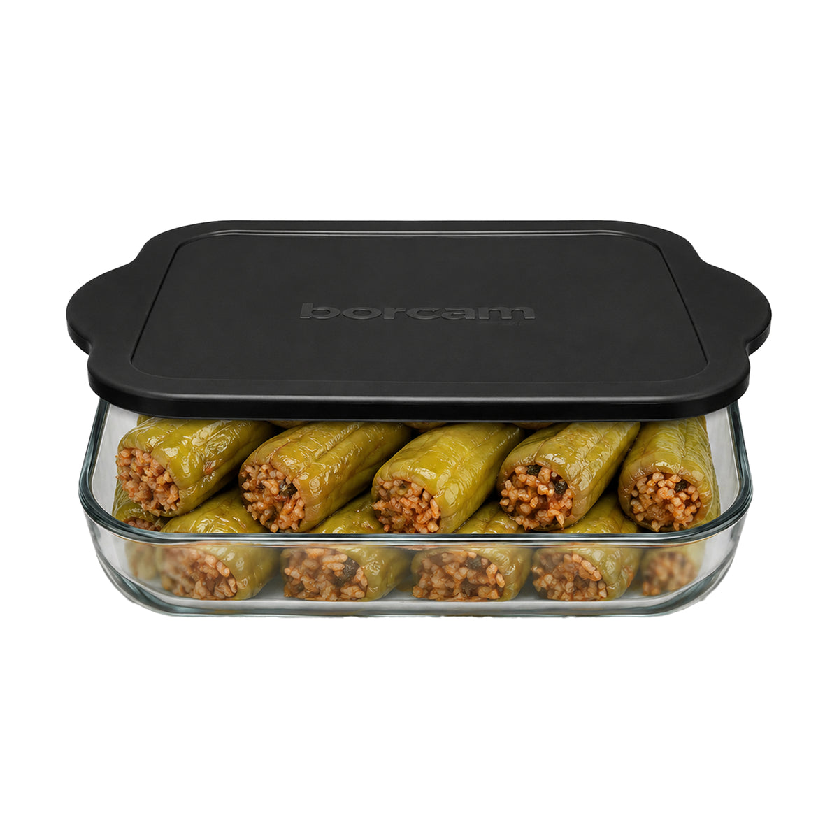 Pasabahce Borcam Bake&Keep Quadratische Glas-Auflaufform mit Deckel - 3,2 L