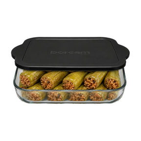 Pasabahce Borcam Bake&Keep quadratische Glas-Auflaufform 3,2 L mit Deckel