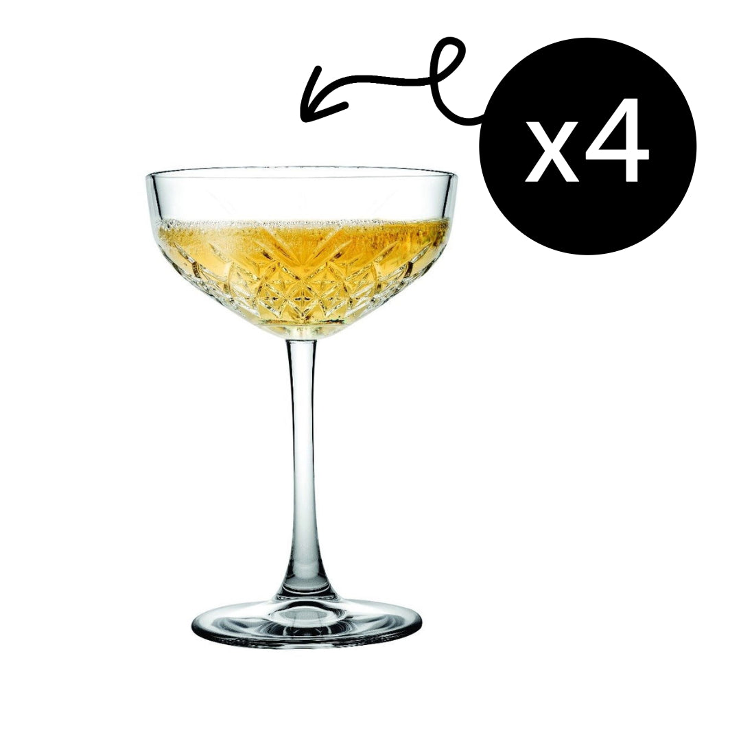Pasabahce Timeless Champagner Coupes - Kristall-Designglas 255 ml - 4er Set