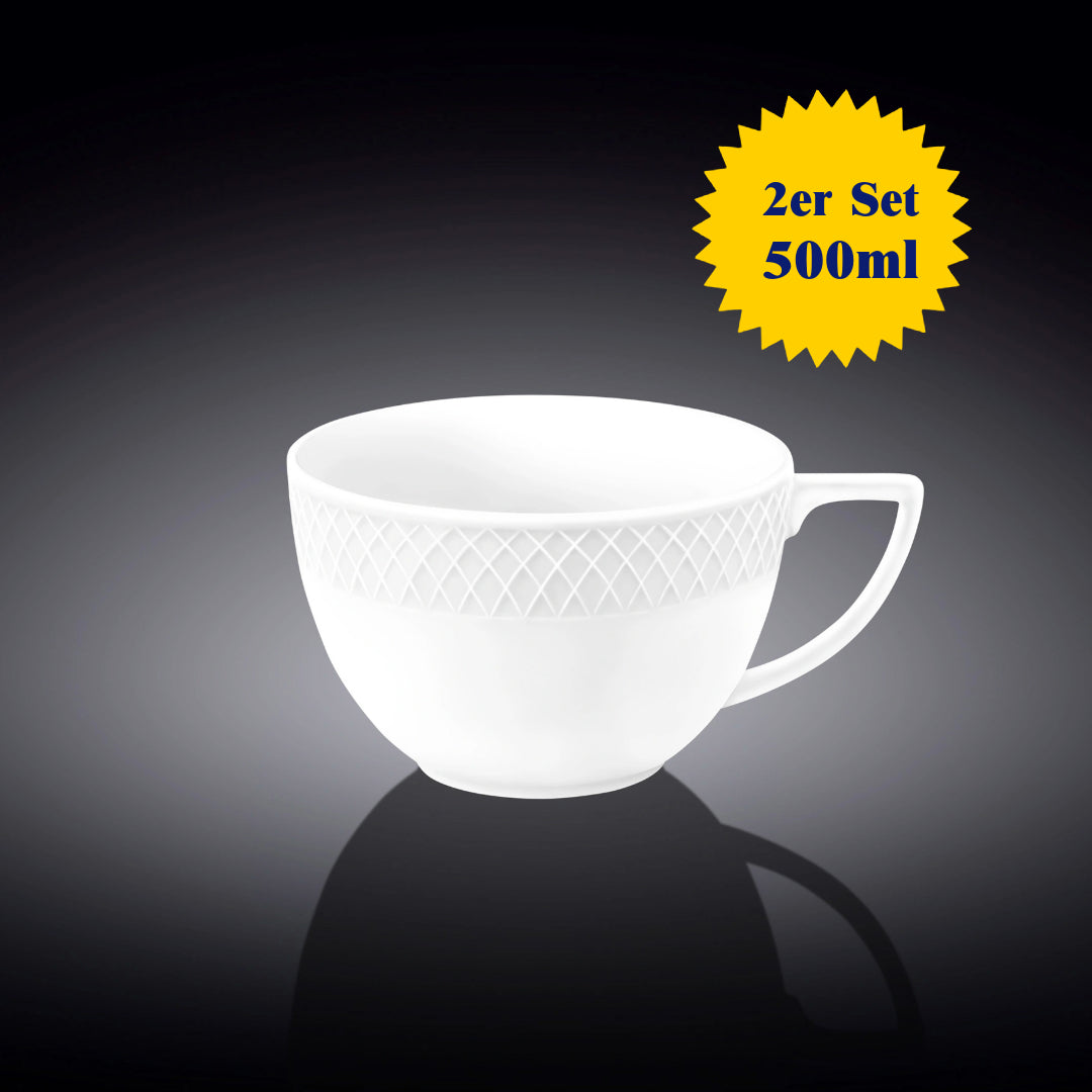 Wilmax Jumbo Cups 500 ml, 2er-Set, Porzellan