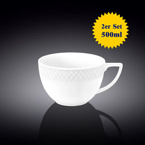 Wilmax Jumbo Cups 500 ml, 2er-Set, Porzellan