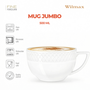 Wilmax Jumbo Tasse 500 ml Weiß Porzellan 2er Set WL-880109/2C