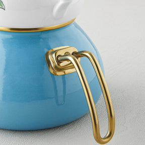 English Home Lively Porzellan-Teekanne (Çaydanlık) 0,85+2,2 l Blau