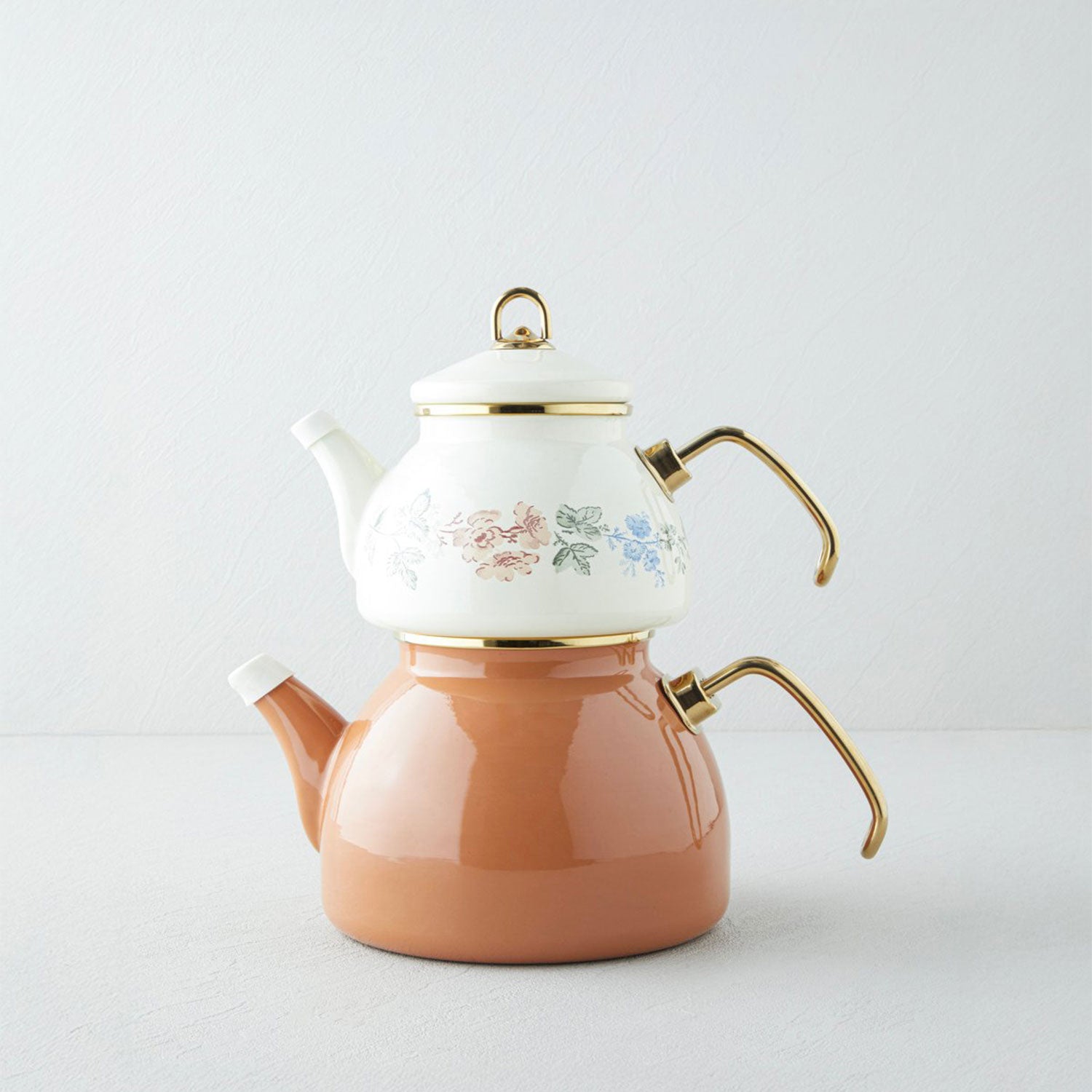 English Home Brisa Emaille-Teekanne (Çaydanlık) 0,5+1,1 l Braun