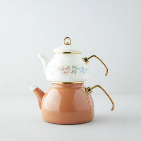 English Home Brisa Emaille-Teekanne (Çaydanlık) 0,5+1,1 l Braun