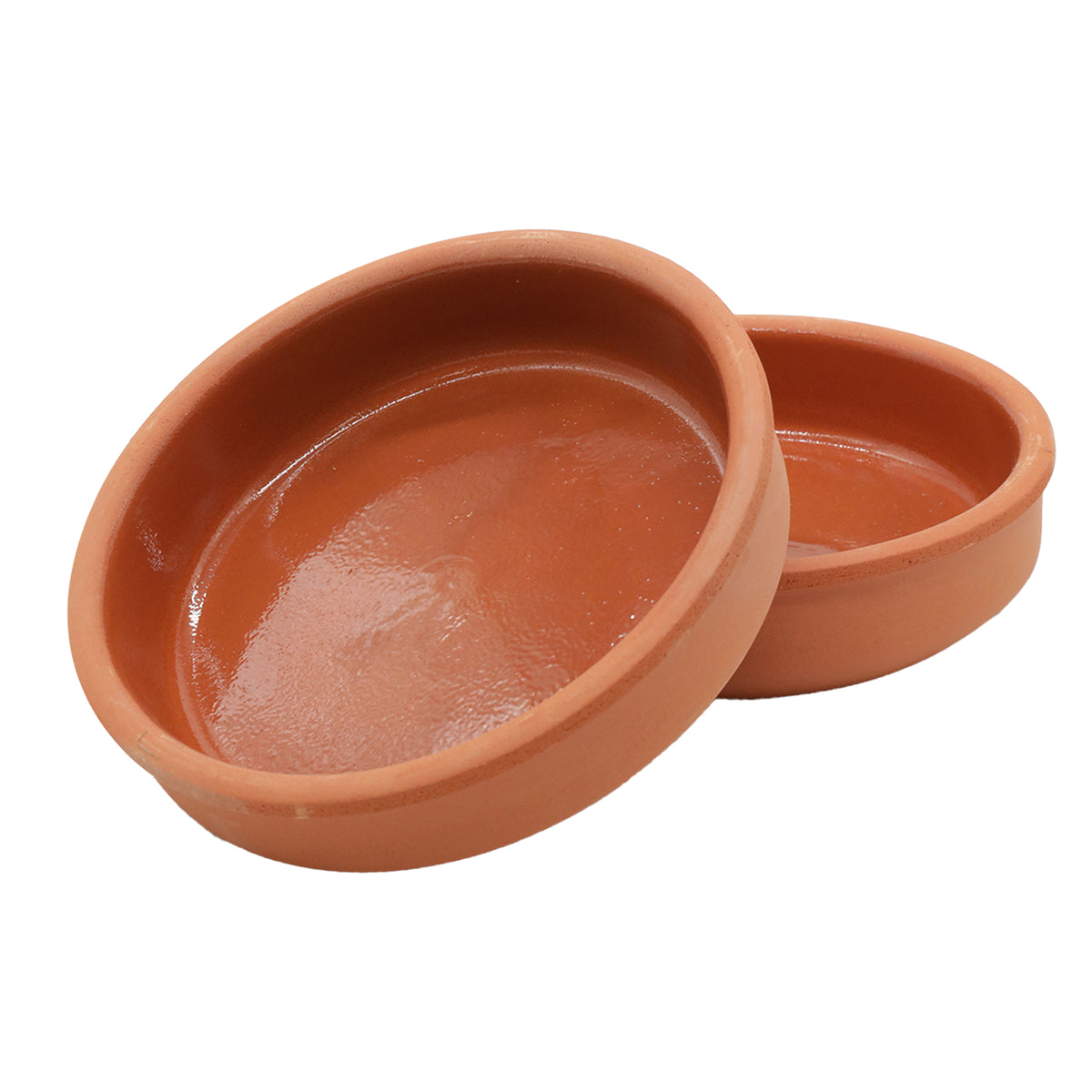 Viapot RUMELI 2er Set - 450 ml - Innen Braun Glasiert - Terrakotta-Schalen - 16×4 cm