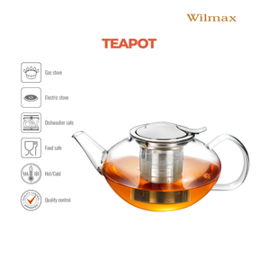 Wilmax Thermoglas Teekanne mit Edelstahlfilter