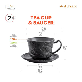 Wilmax Teetasse mit Untertasse SlateStone Schwarz 180 ml Porzellan