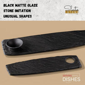 Wilmax Servierplatte SlateStone Schwarz 42 x 13 cm Porzellan WL-661133/A