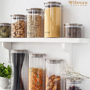 Wilmax Vorratsglas 600 ml mit Edelstahldeckel 3er Set WL-888512/A3