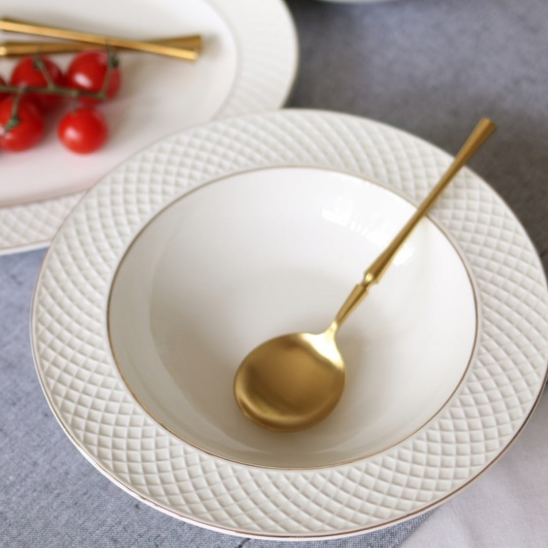 Wilmax Tiefer Teller 22,5 cm Weiß Porzellan mit Goldrand WL-880102303/A